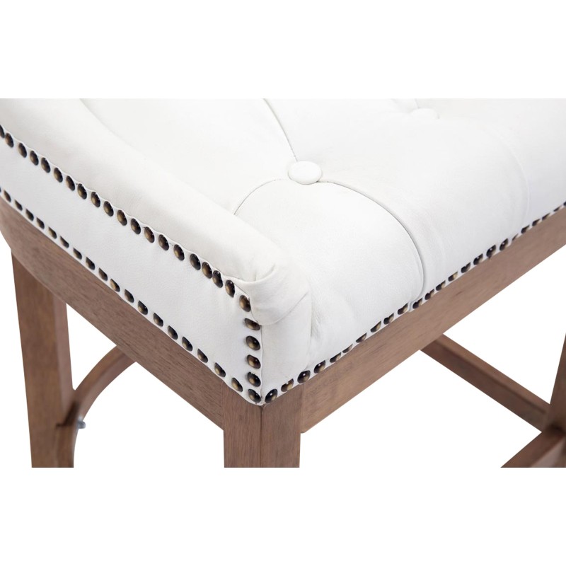 Taburete de bar Lakewood en cuero genuino, luz blanca antigua