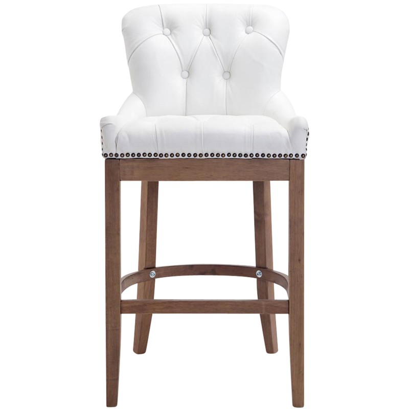 Taburete de bar Lakewood en cuero genuino, luz blanca antigua