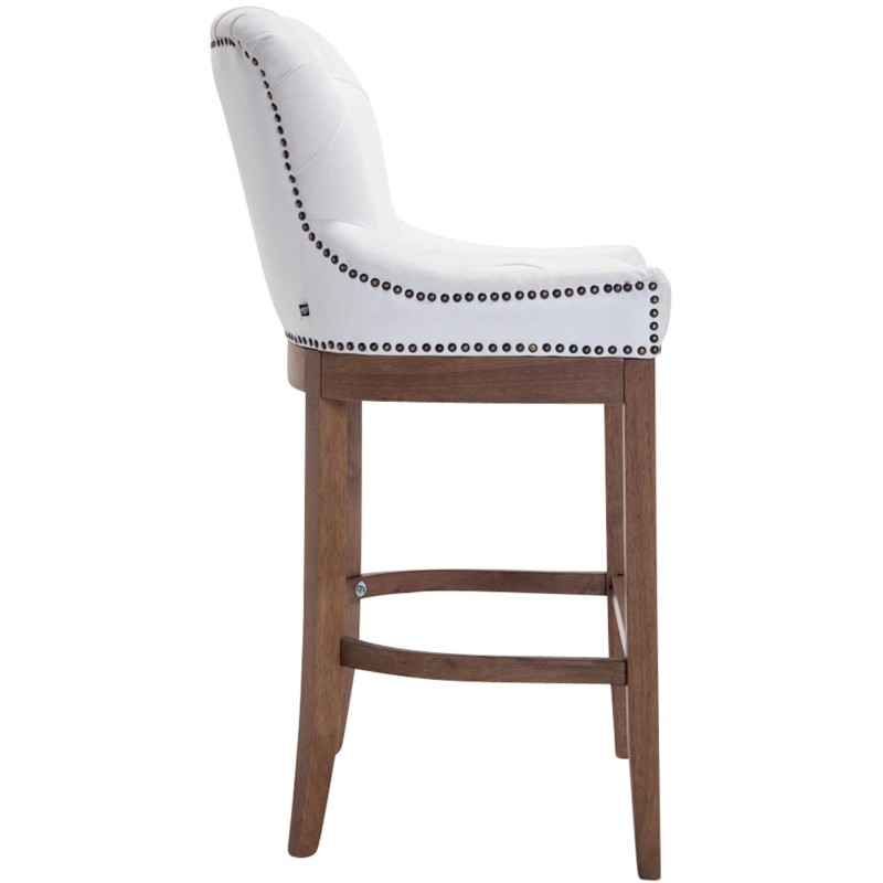 Taburete de bar Lakewood en cuero genuino, luz blanca antigua