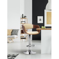 Taburete de bar Kingston C, nogal/crema