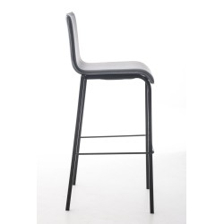 Taburete de bar Avola de piel, plano, gris B78