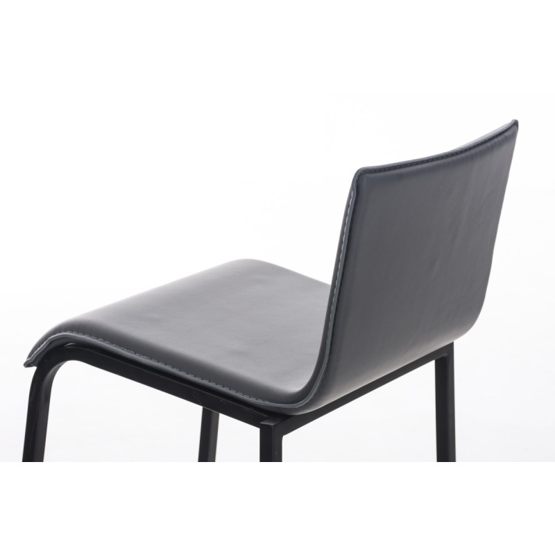 Taburete de bar Avola de piel, plano, gris B78