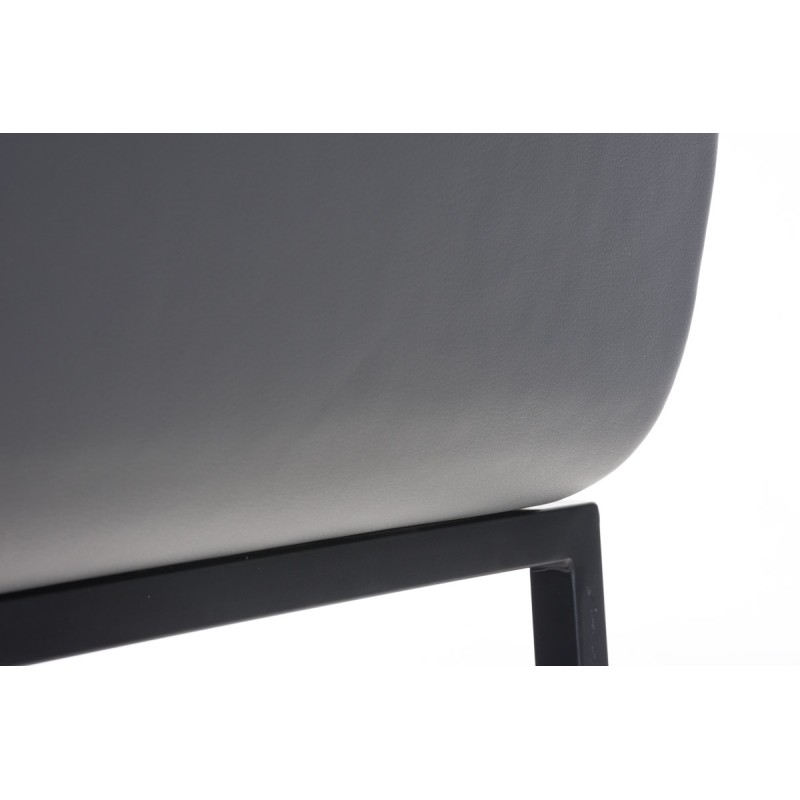 Taburete de bar Avola de piel, plano, gris B78