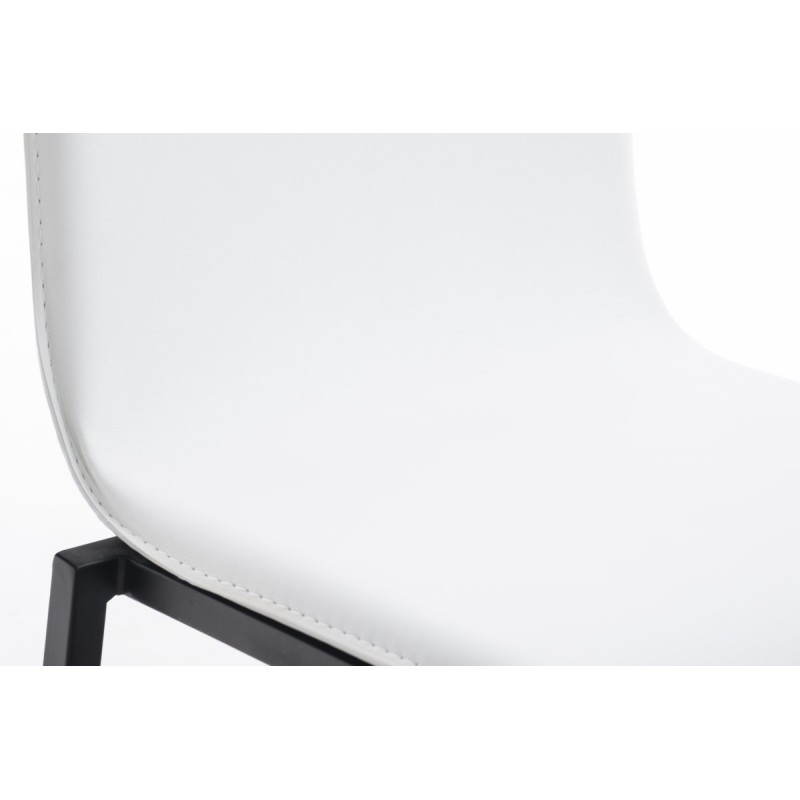 Taburete de bar Avola de piel, plano, blanco B78