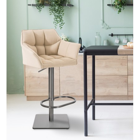 taburete de bar de tela Cream Damaso E