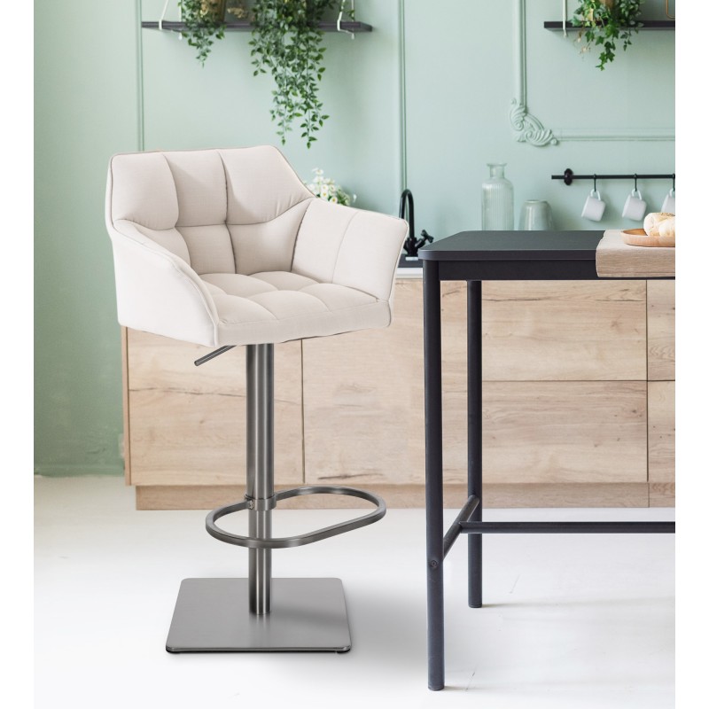 Taburete de bar Damaso E de tela blanca