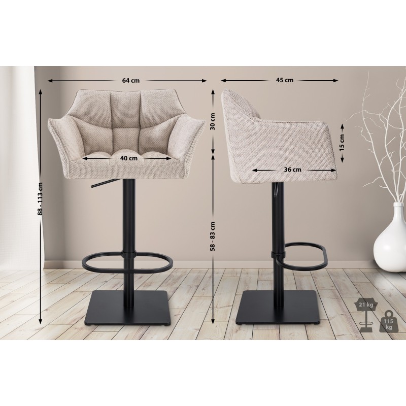 Taburete de bar Damaso B de tela color marfil