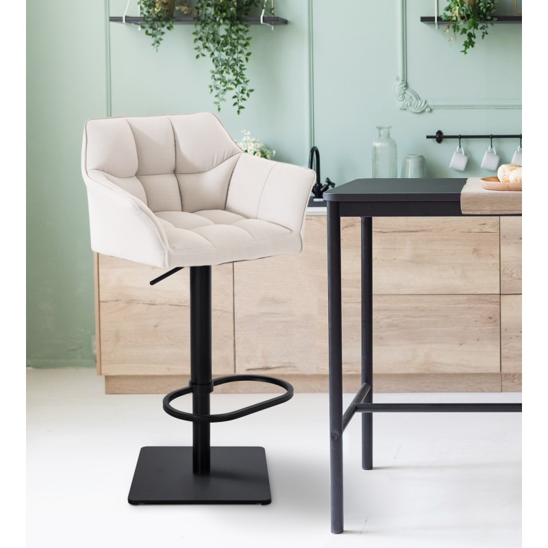 Taburete de bar Damaso B de tela blanca