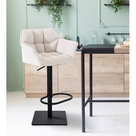 Taburete de bar Damaso B de tela blanca