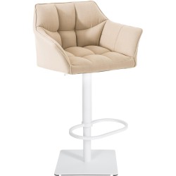 Taburete de bar Damaso W de tela color crema