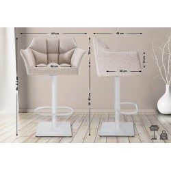 Taburete de bar Damaso W de tela color marfil