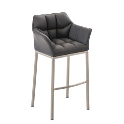 Taburete de bar Damaso E con base de 4 patas, gris