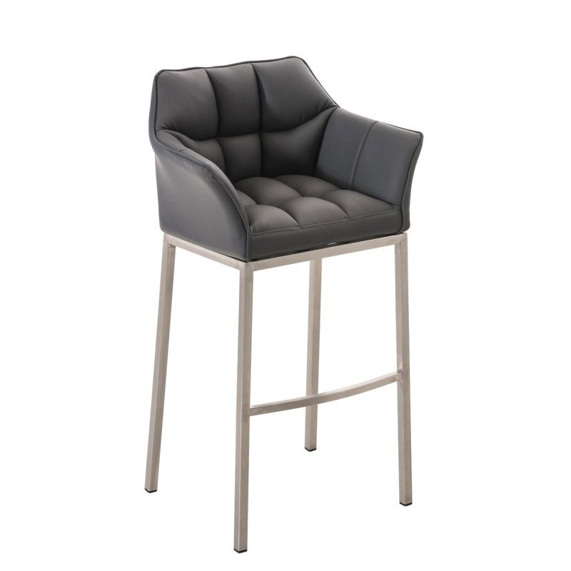 Taburete de bar Damaso E con base de 4 patas, gris
