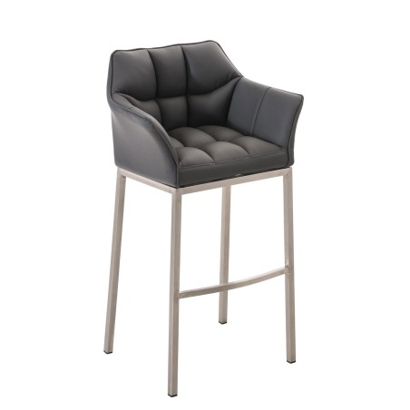 Taburete de bar Damaso E con base de 4 patas, gris