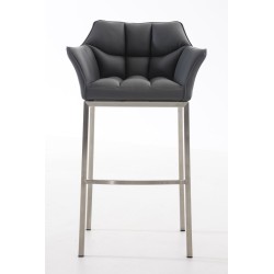 Taburete de bar Damaso E con base de 4 patas, gris