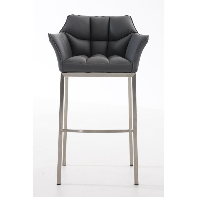 Taburete de bar Damaso E con base de 4 patas, gris