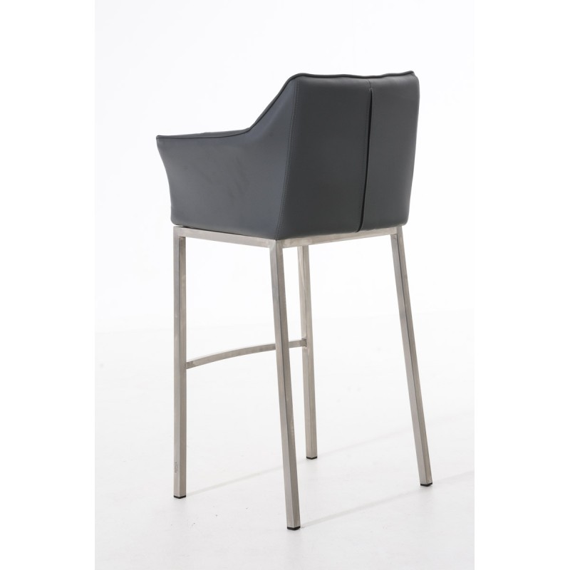 Taburete de bar Damaso E con base de 4 patas, gris