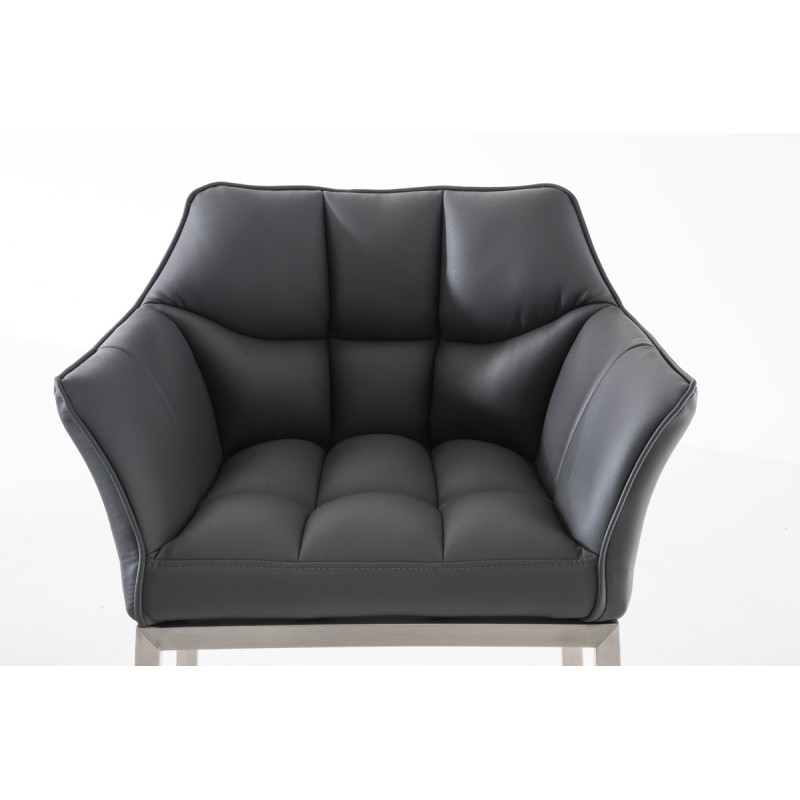 Taburete de bar Damaso E con base de 4 patas, gris