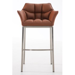 Taburete de bar Damaso E con base de 4 patas, marrón claro