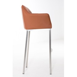 Taburete de bar Damaso E con base de 4 patas, marrón claro