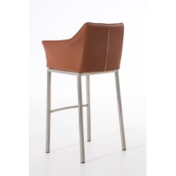 Taburete de bar Damaso E con base de 4 patas, marrón claro