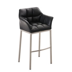 Taburete de bar Damaso E con base de 4 patas, negro