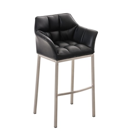 Taburete de bar Damaso E con base de 4 patas, negro