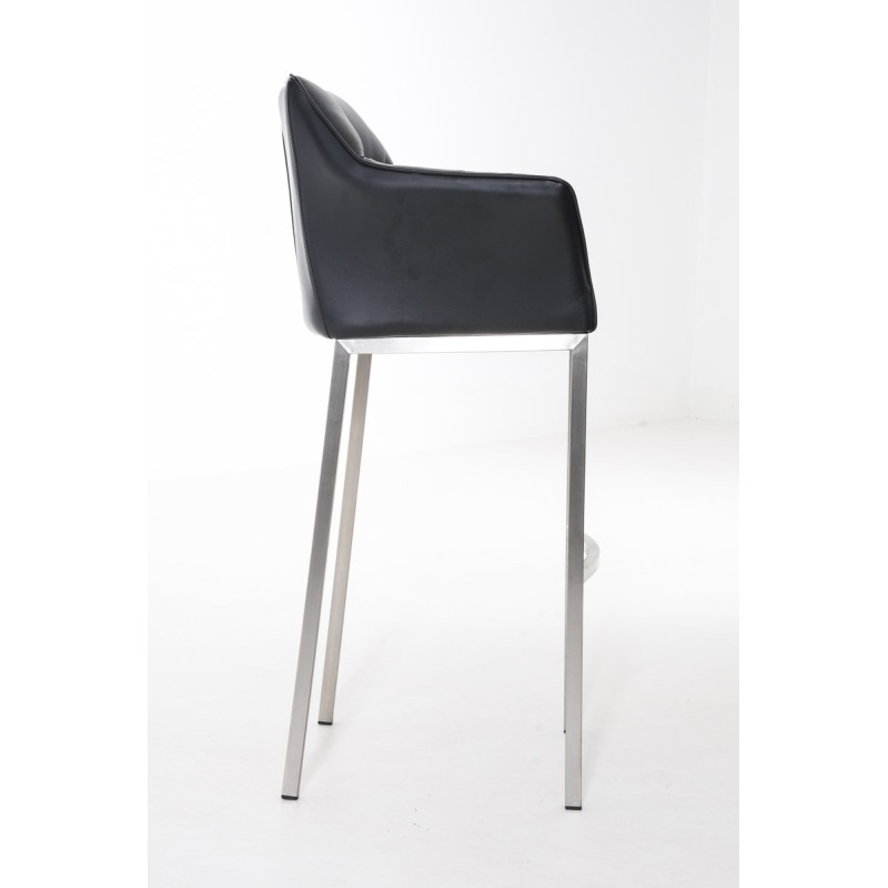 Taburete de bar Damaso E con base de 4 patas, negro
