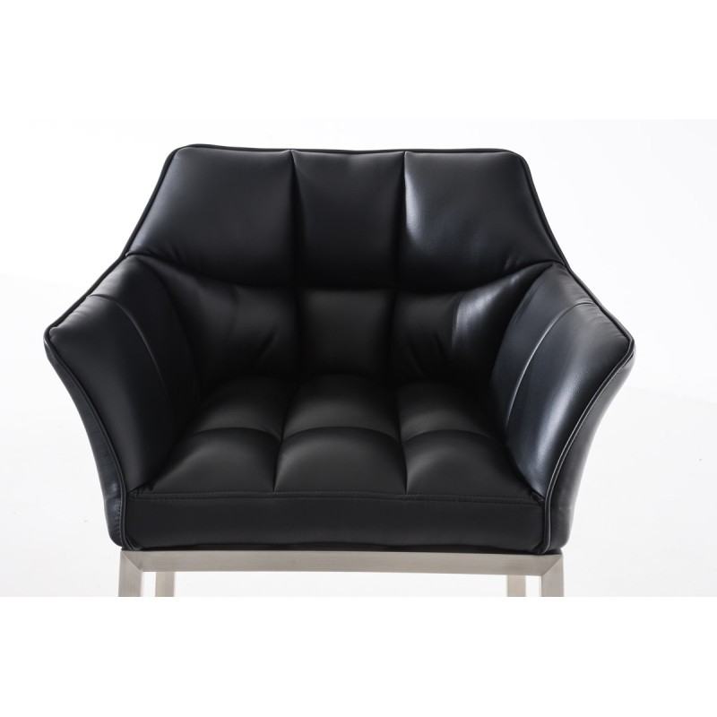 Taburete de bar Damaso E con base de 4 patas, negro