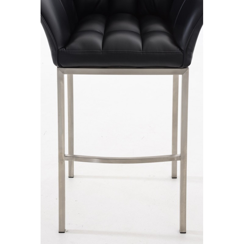 Taburete de bar Damaso E con base de 4 patas, negro