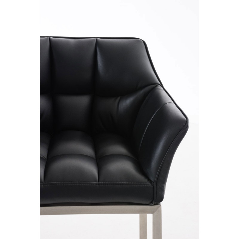 Taburete de bar Damaso E con base de 4 patas, negro