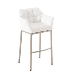 Taburete de bar Damaso E con base de 4 patas, blanco