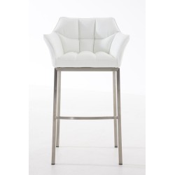 Taburete de bar Damaso E con base de 4 patas, blanco