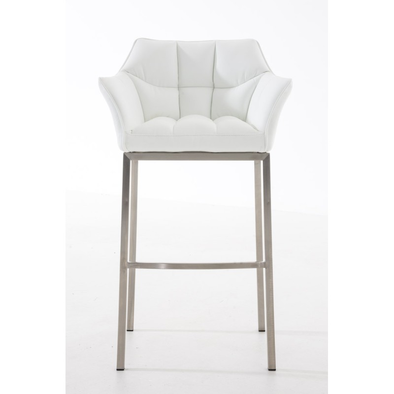 Taburete de bar Damaso E con base de 4 patas, blanco