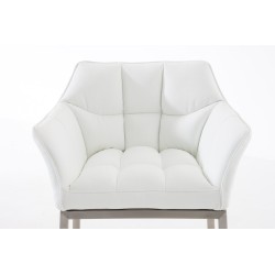 Taburete de bar Damaso E con base de 4 patas, blanco