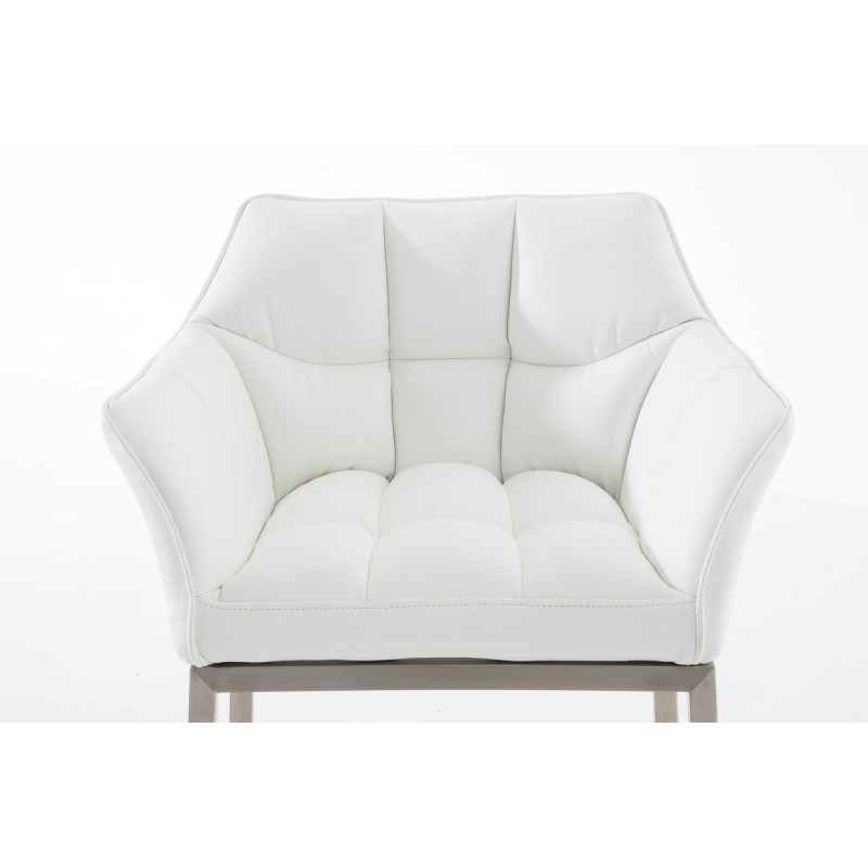 Taburete de bar Damaso E con base de 4 patas, blanco