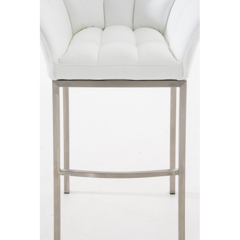 Taburete de bar Damaso E con base de 4 patas, blanco