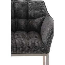 Taburete de bar Damaso E tapizado en tela con base de 4 patas en color gris titanio.