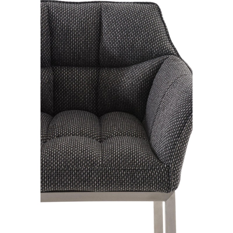 Taburete de bar Damaso E tapizado en tela con base de 4 patas en color gris titanio.
