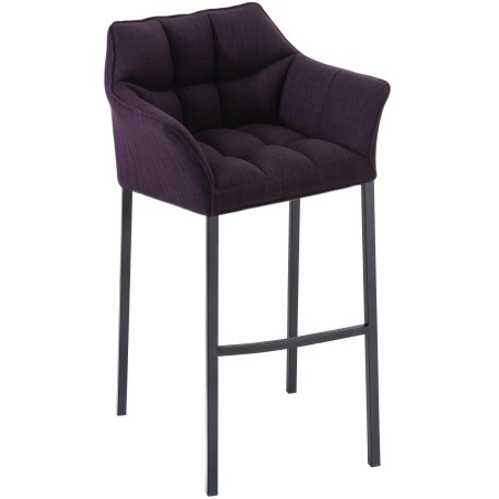 Taburete de bar Damaso B de tela con base de 4 patas, morado