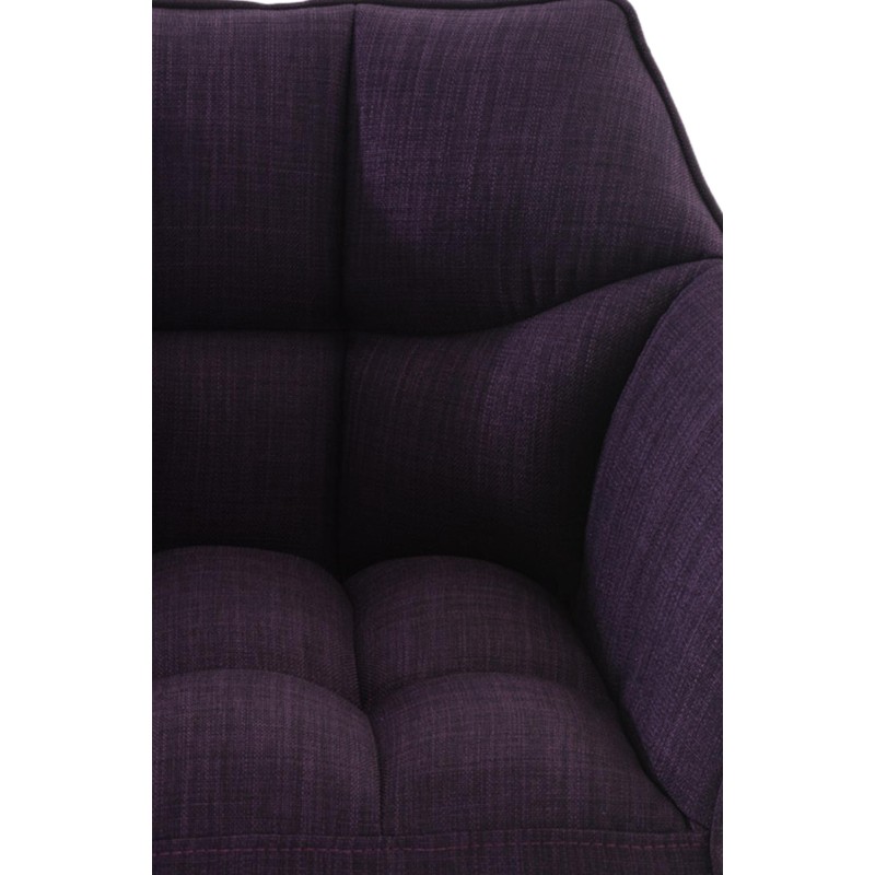 Taburete de bar Damaso B de tela con base de 4 patas, morado