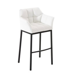 Taburete de bar Damaso B con base de 4 patas, blanco
