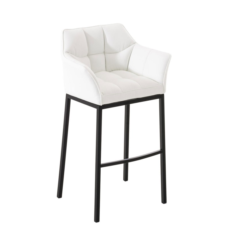 Taburete de bar Damaso B con base de 4 patas, blanco