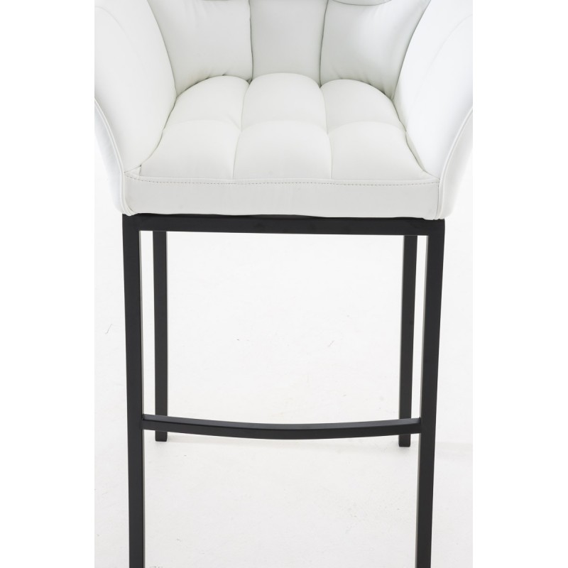 Taburete de bar Damaso B con base de 4 patas, blanco