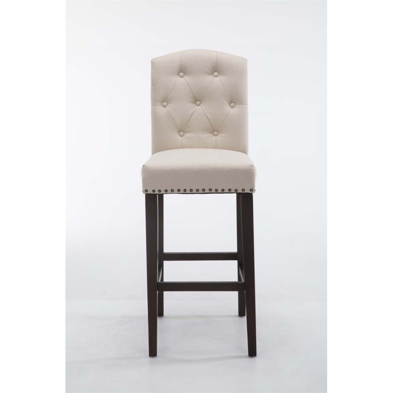 Taburete de bar Louise tapizado en tela, color crema antiguo