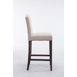 Taburete de bar Louise tapizado en tela, color crema antiguo
