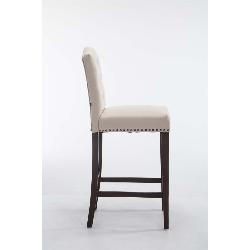 Taburete de bar Louise tapizado en tela, color crema antiguo