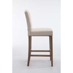 Taburete de bar Louise, tapizado en tela color crema antiguo claro