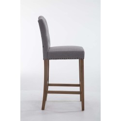 Taburete de bar Louise, tela gris antiguo claro