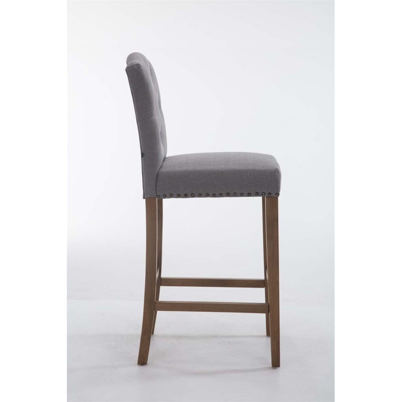 Taburete de bar Louise, tela gris antiguo claro